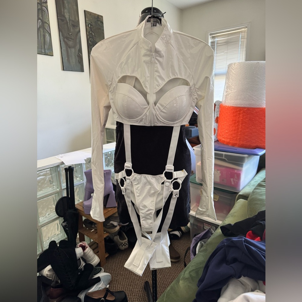 Dolls kill NWT white pleather rave body suit